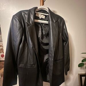 Ashley Stewart Black Faux Leather Blazer